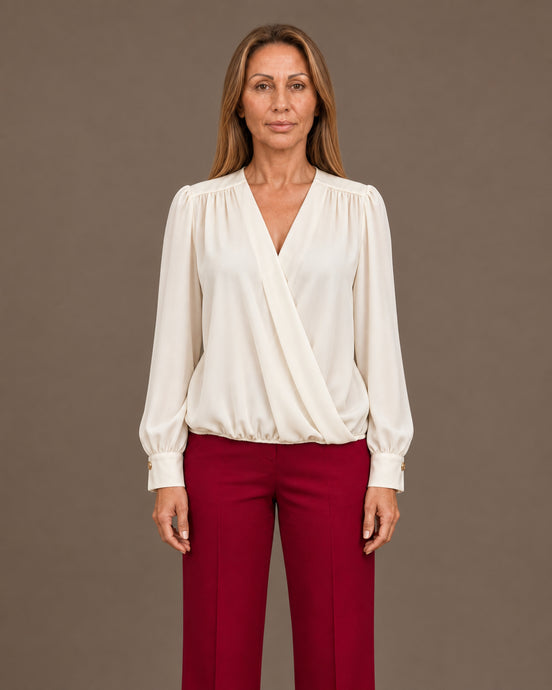 Artigli Abbigliamento Blusa incrociata bimaterica 