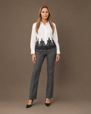 Camicia con inserto di pizzo Artigli Panna nero