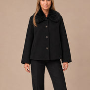 Artigli Abbigliamento Cappotto cappa con collo in ecopelliccia 