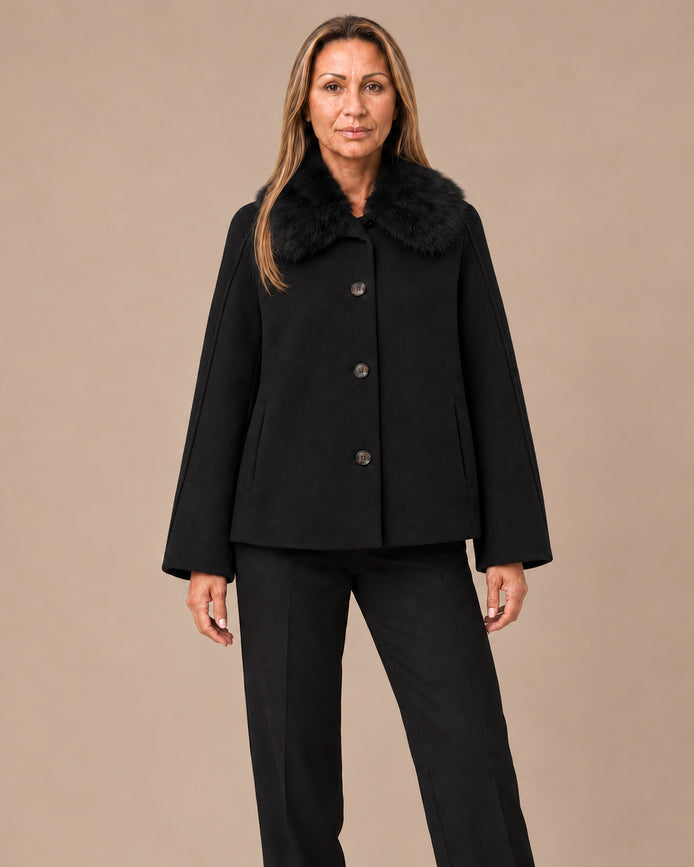 Artigli Abbigliamento Cappotto cappa con collo in ecopelliccia 