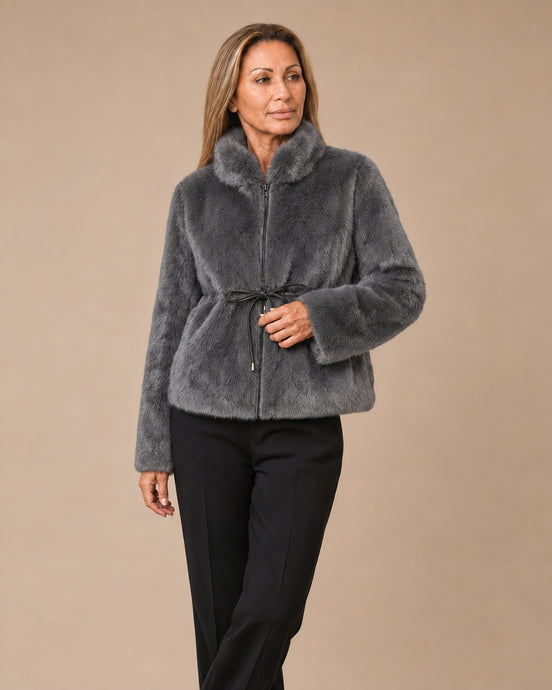 Artigli Abbigliamento Ecopelliccia corta con coulisse 