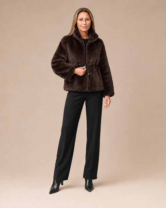 Artigli Abbigliamento Ecopelliccia corta con coulisse 