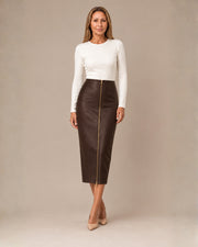 Gonna longuette con zip frontale Artigli Moro