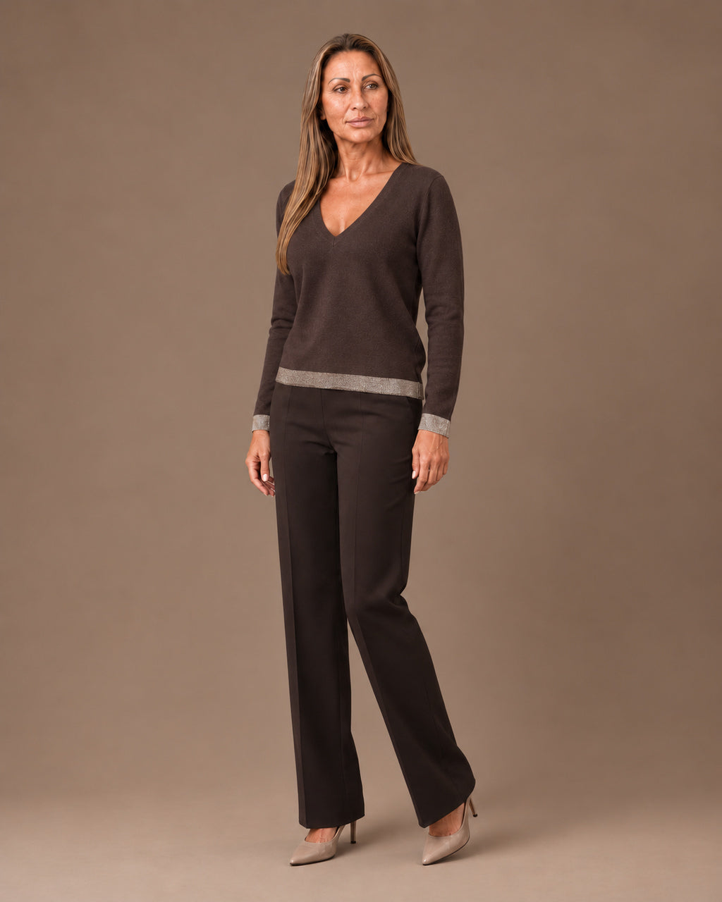 Artigli Abbigliamento Maglia scollo V a costine lurex 