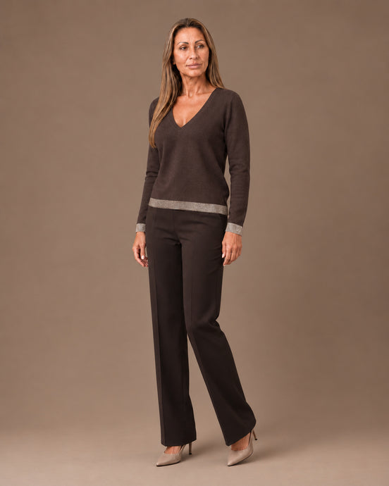 Artigli Abbigliamento Maglia scollo V a costine lurex 