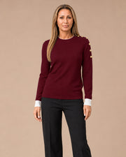 Maglia con contrasti e bottoni Artigli Bordeaux