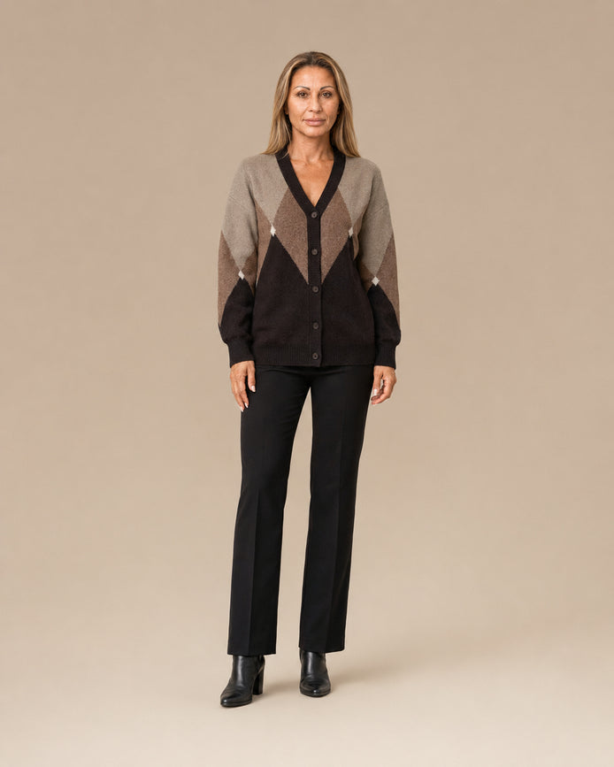 Artigli Abbigliamento Cardigan scollo a V con rombi 