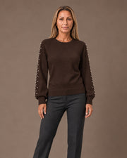 Maglia con strass alle maniche Artigli Moro
