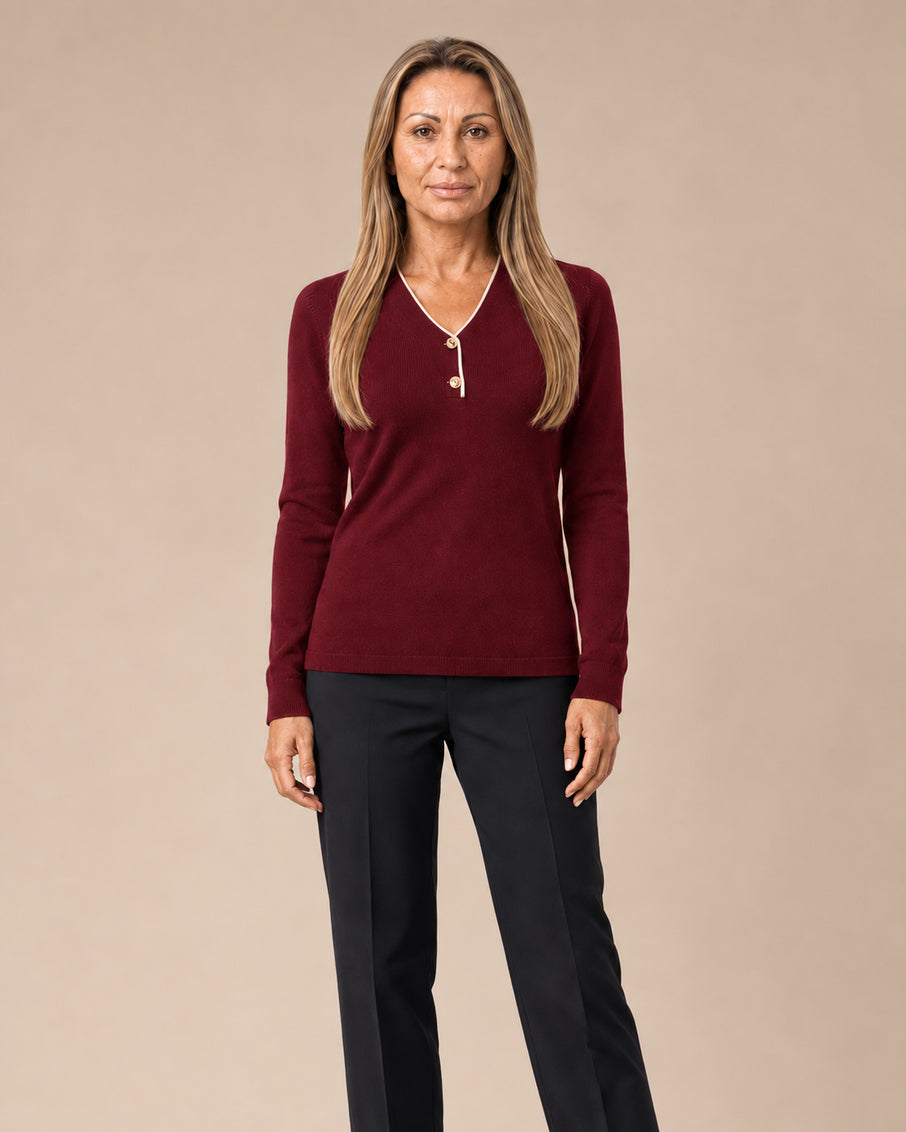 Artigli Abbigliamento Maglia scollo a V con contrasto 