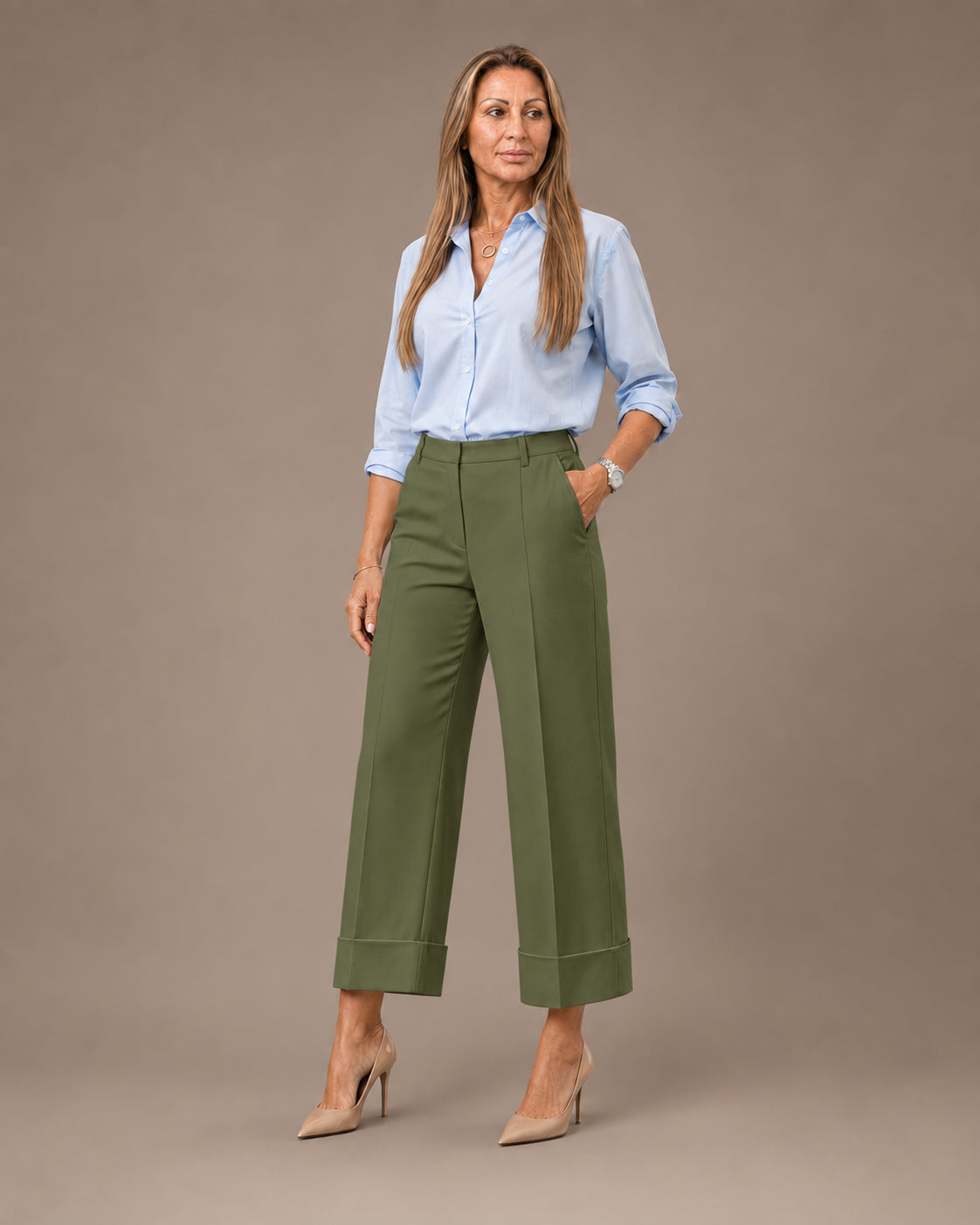 Artigli Abbigliamento Pantalone cropped con risvolto 
