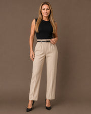 Pantalone straight con cintura Artigli Avorio