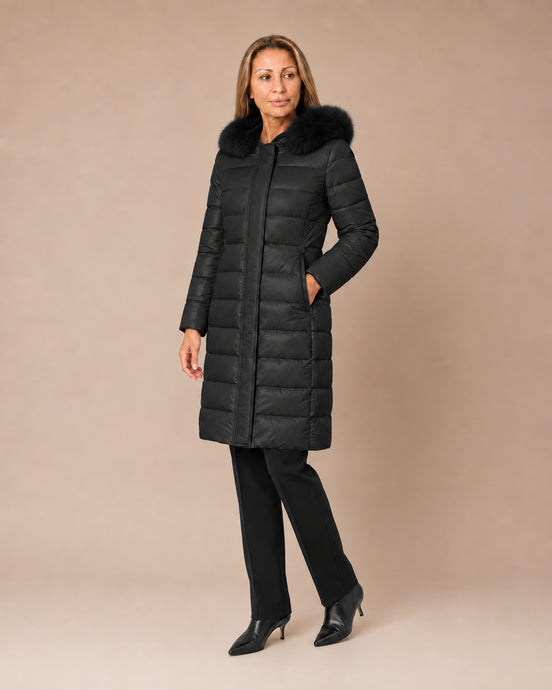 Artigli Abbigliamento Piumino lungo con ecopelliccia 