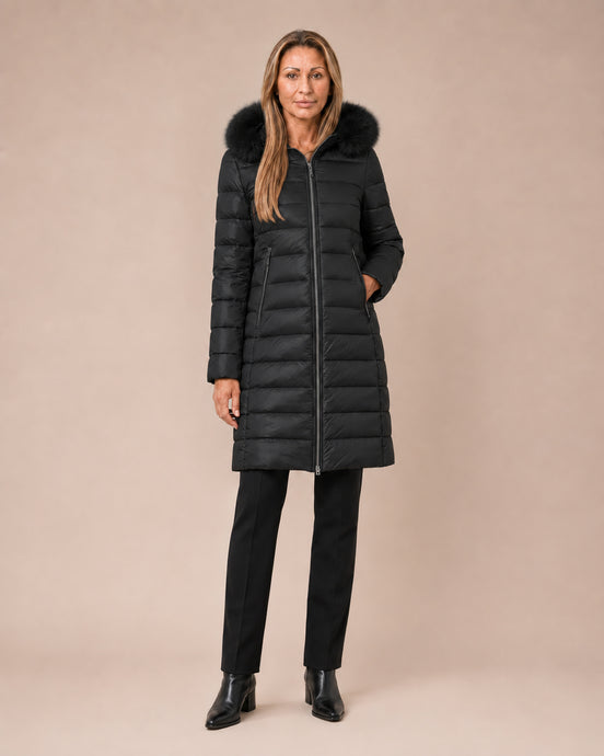 Artigli Abbigliamento Piumino lungo con ecopelliccia 