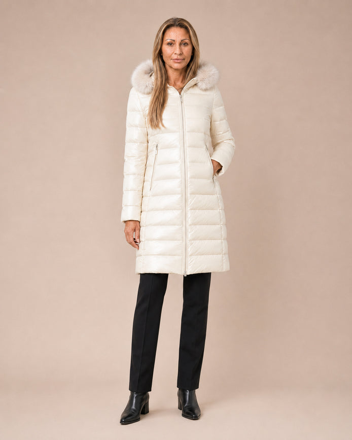 Artigli Abbigliamento Piumino lungo con ecopelliccia 