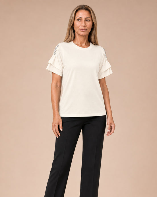 Artigli Abbigliamento T-shirt con maniche a pieghe e pietre 