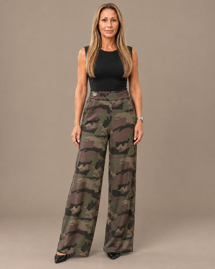 MARse pronto Abbigliamento Pantalone palazzo mimetico 