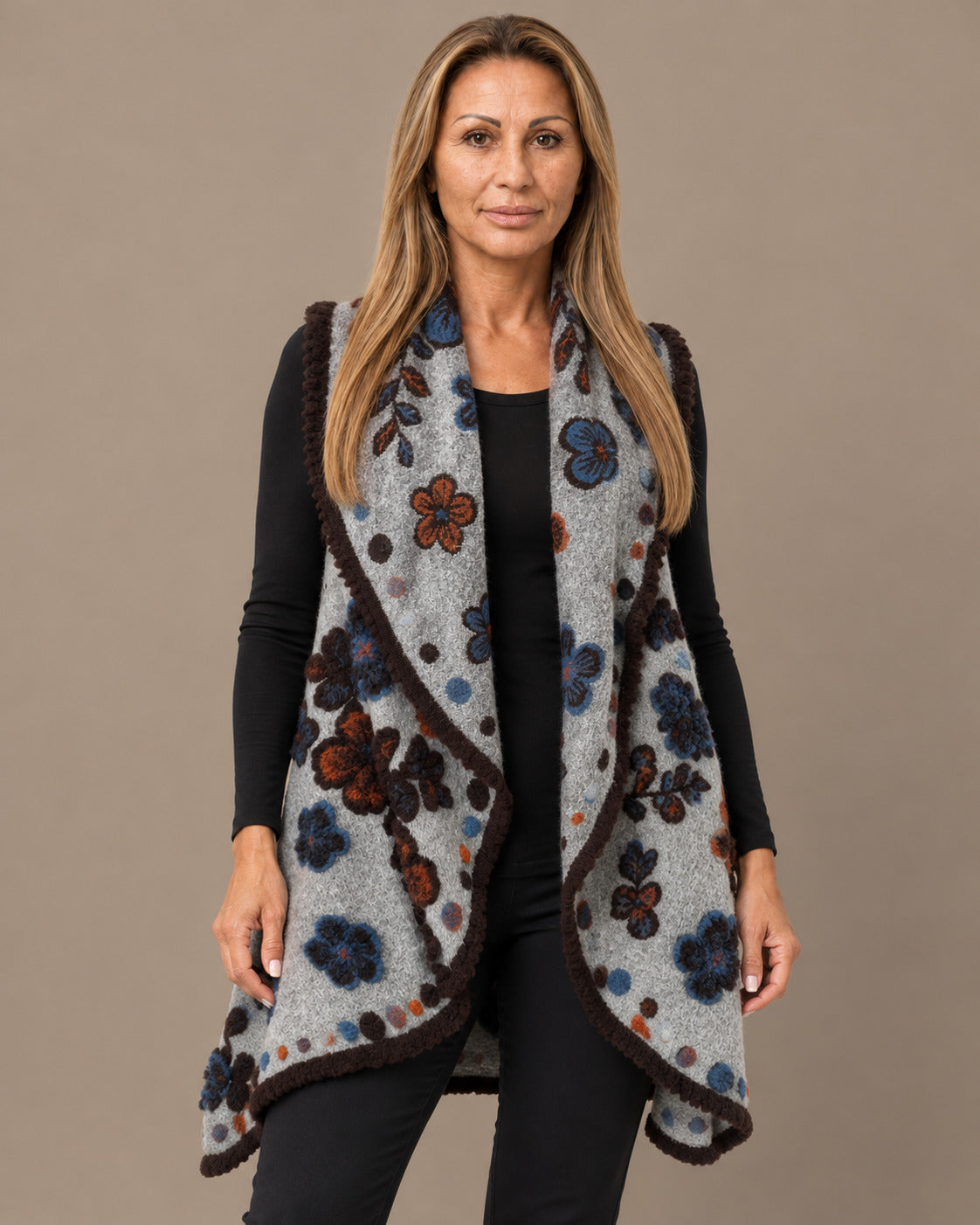 MARse pronto Abbigliamento Gilet floreale con applicazioni in rilievo 