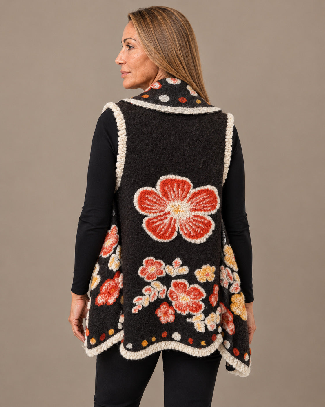 MARse pronto Abbigliamento Gilet floreale con applicazioni in rilievo 