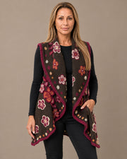 Gilet floreale con applicazioni in rilievo Marseta pronto Marrone/bordeaux