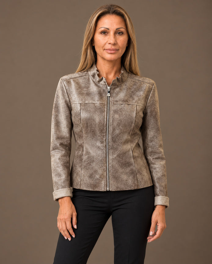 Marseta pronto Abbigliamento Giacca in ecopelle con collo alla coreana Daystar 