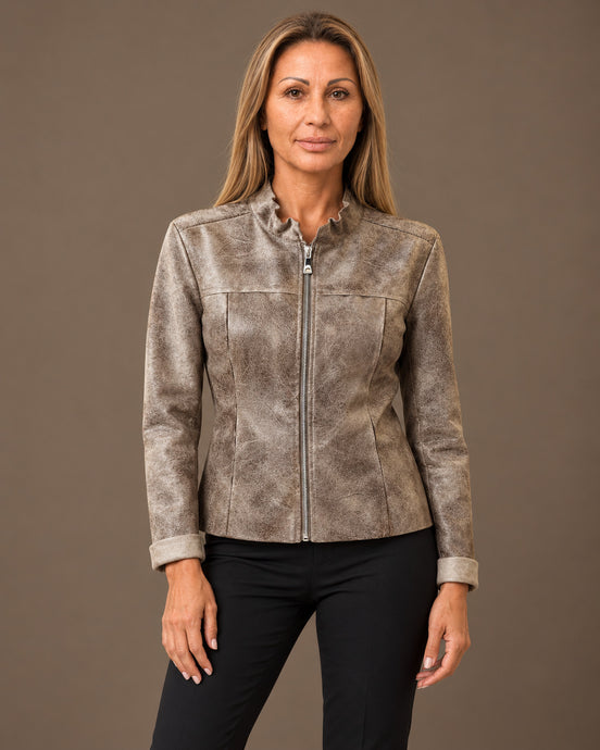 Marseta pronto Abbigliamento Giacca in ecopelle con collo alla coreana Daystar 