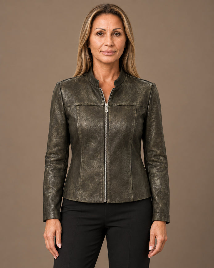 Marseta pronto Abbigliamento Giacca in ecopelle con collo alla coreana Daystar 