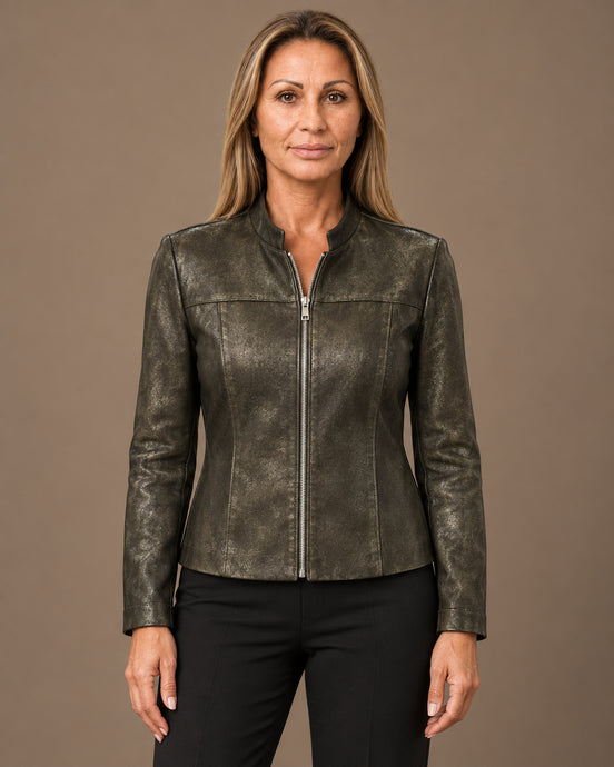Marseta pronto Abbigliamento Giacca in ecopelle con collo alla coreana Daystar 