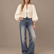 Marseta pronto Abbigliamento Jeans ampi con tasche a contrasto e borchie 