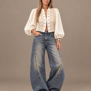 Marseta pronto Abbigliamento Jeans balloon con stelle e borchie 