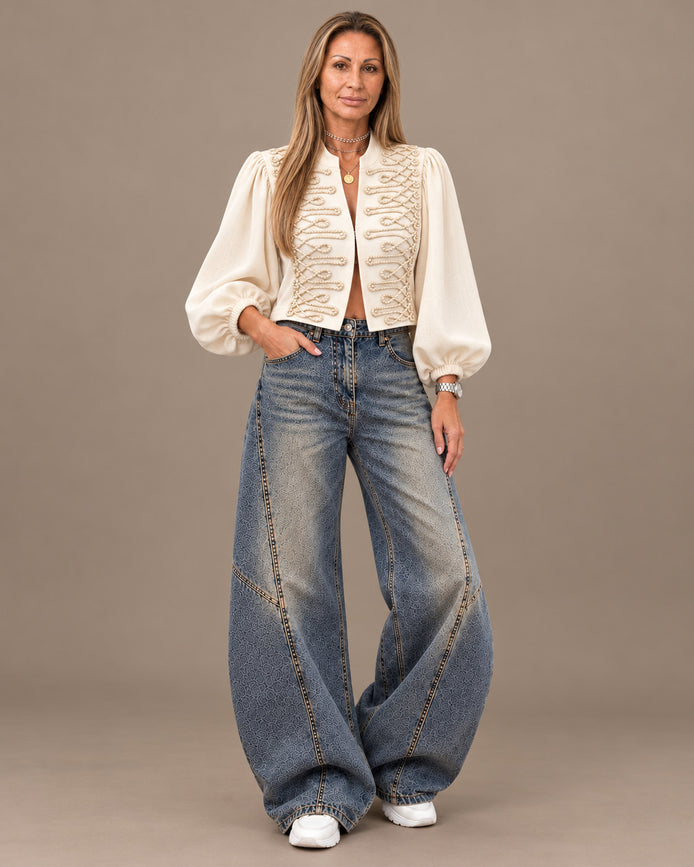 Marseta pronto Abbigliamento Jeans balloon con stelle e borchie 
