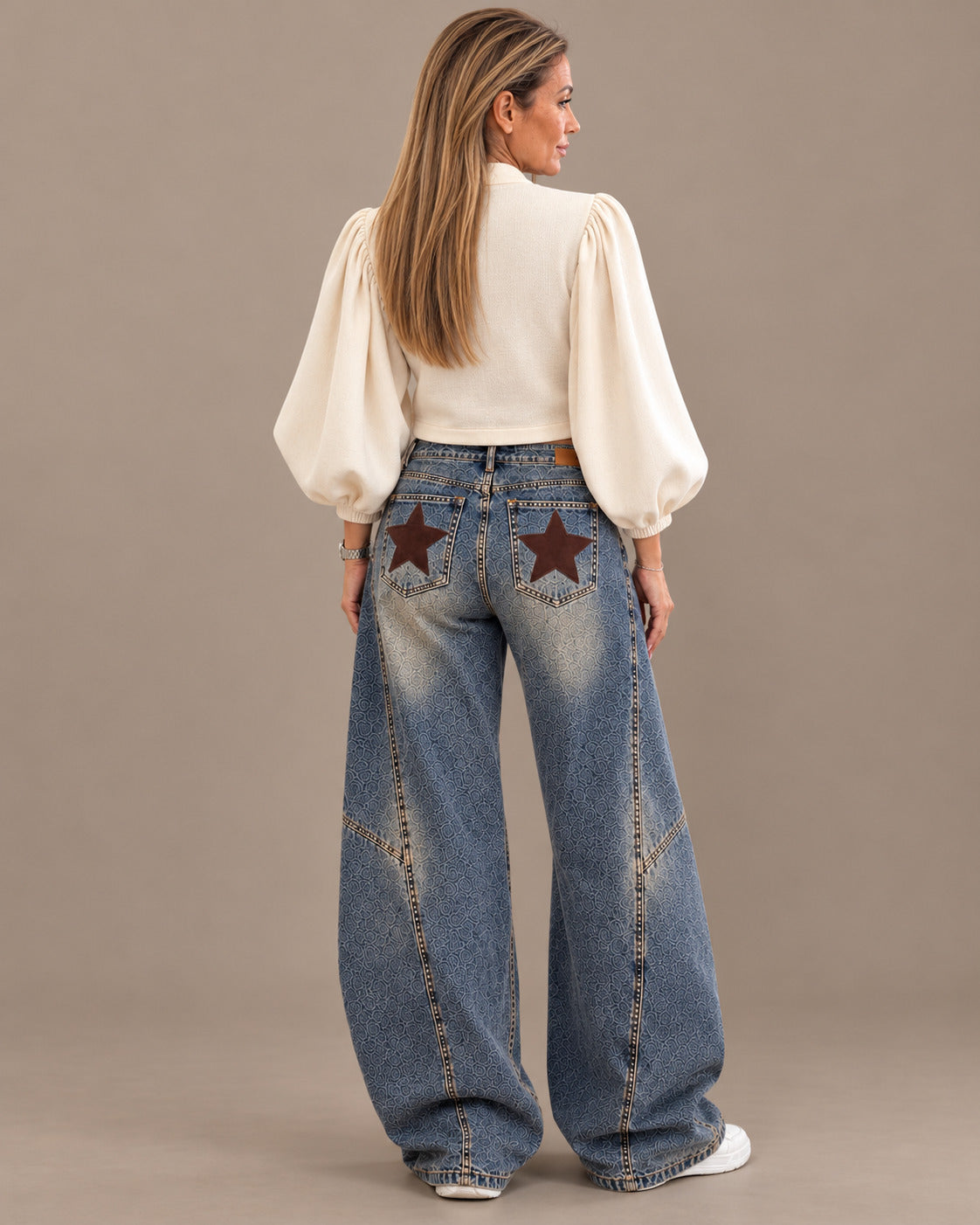 Marseta pronto Abbigliamento Jeans balloon con stelle e borchie 