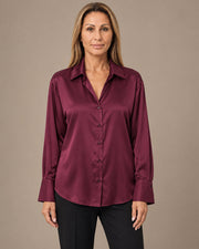 Camicia effetto satin con polsini alti Marseta pronto Bordeaux