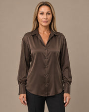 Camicia effetto satin con polsini alti Marseta pronto Marrone
