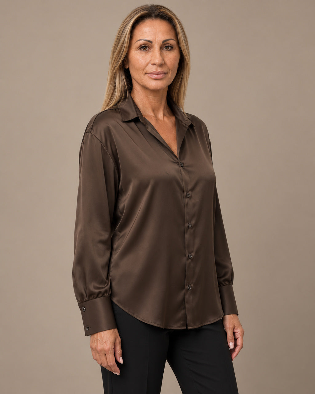 Marseta pronto Abbigliamento Camicia effetto satin con polsini alti 