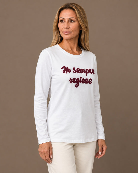 Marseta pronto Abbigliamento T-shirt a maniche lunghe con ricamo "Ho sempre ragione" 