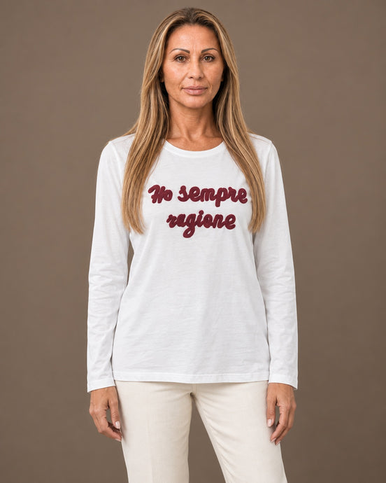 Marseta pronto Abbigliamento T-shirt a maniche lunghe con ricamo "Ho sempre ragione" 