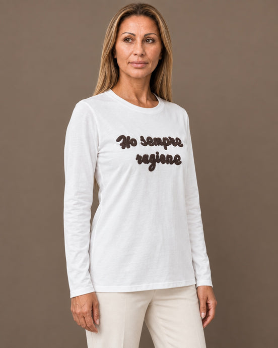 Marseta pronto Abbigliamento T-shirt a maniche lunghe con ricamo "Ho sempre ragione" 