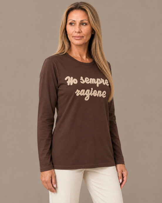 Marseta pronto Abbigliamento T-shirt a maniche lunghe con ricamo "Ho sempre ragione" 