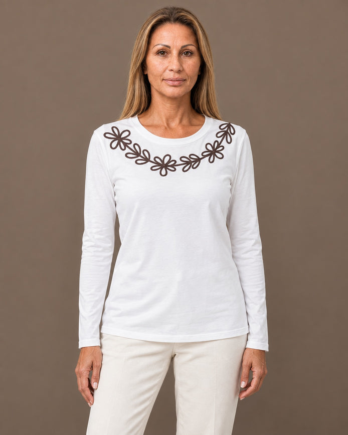 Marseta pronto Abbigliamento T-shirt con ricamo floreale Azara 