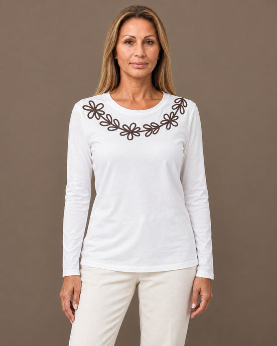 Marseta pronto Abbigliamento T-shirt con ricamo floreale Azara 