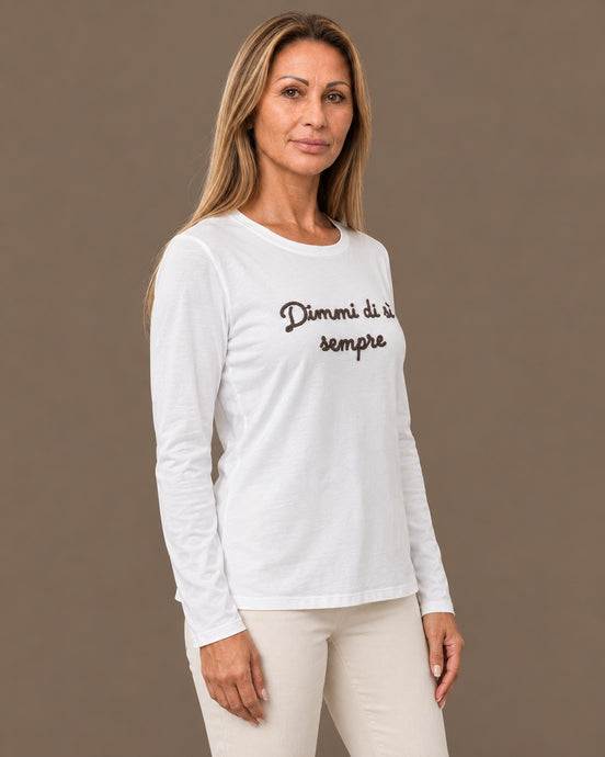 Marseta pronto Abbigliamento T-shirt con ricamo "Dimmi di sì sempre" 