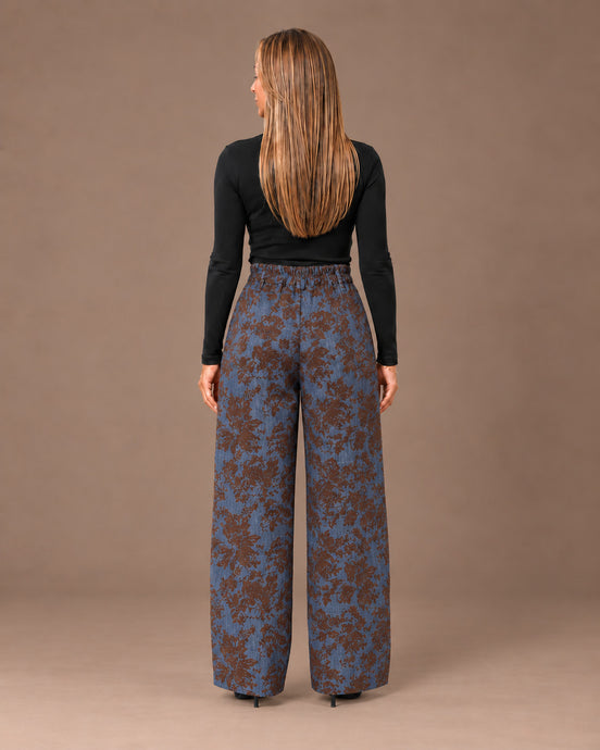 Marseta pronto Abbigliamento Pantalone palazzo floreale con coulisse 