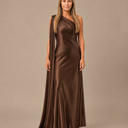 Marseta pronto Abbigliamento Abito monospalla in satin con stola 