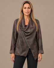 Giacca in ecopelle con zip asimmetrica Marseta pronto Marrone