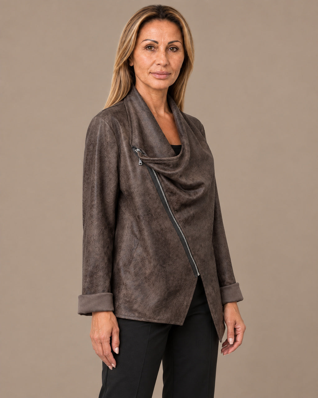 Marseta pronto Abbigliamento Giacca in ecopelle con zip asimmetrica 