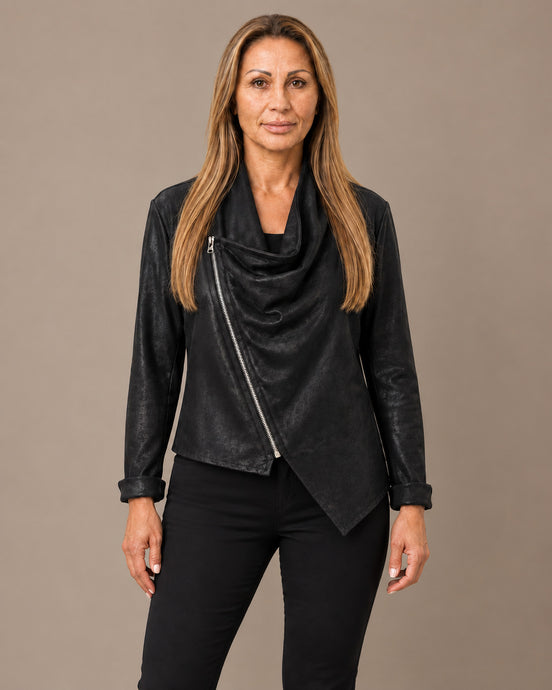 Marseta pronto Abbigliamento Giacca in ecopelle con zip asimmetrica 