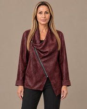Giacca in ecopelle con zip asimmetrica Marseta pronto Bordeaux