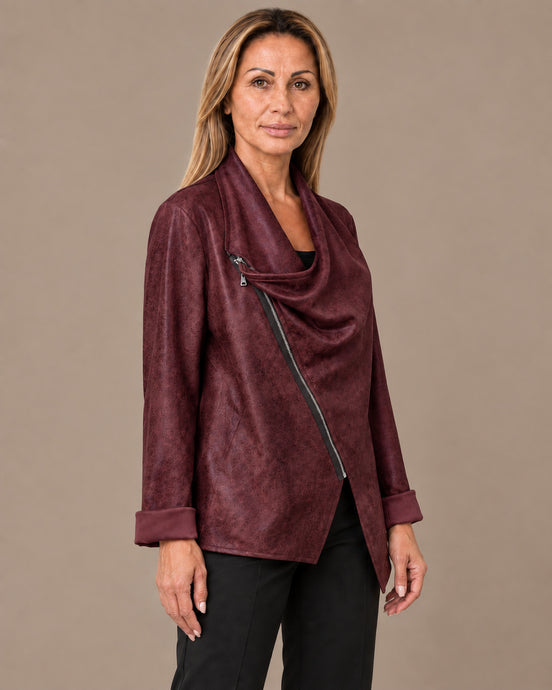 Marseta pronto Abbigliamento Giacca in ecopelle con zip asimmetrica 