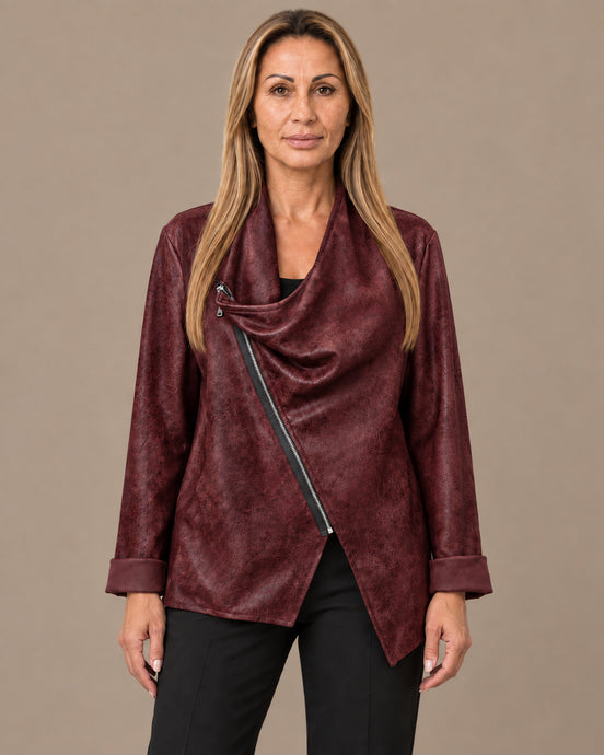Marseta pronto Abbigliamento Giacca in ecopelle con zip asimmetrica 