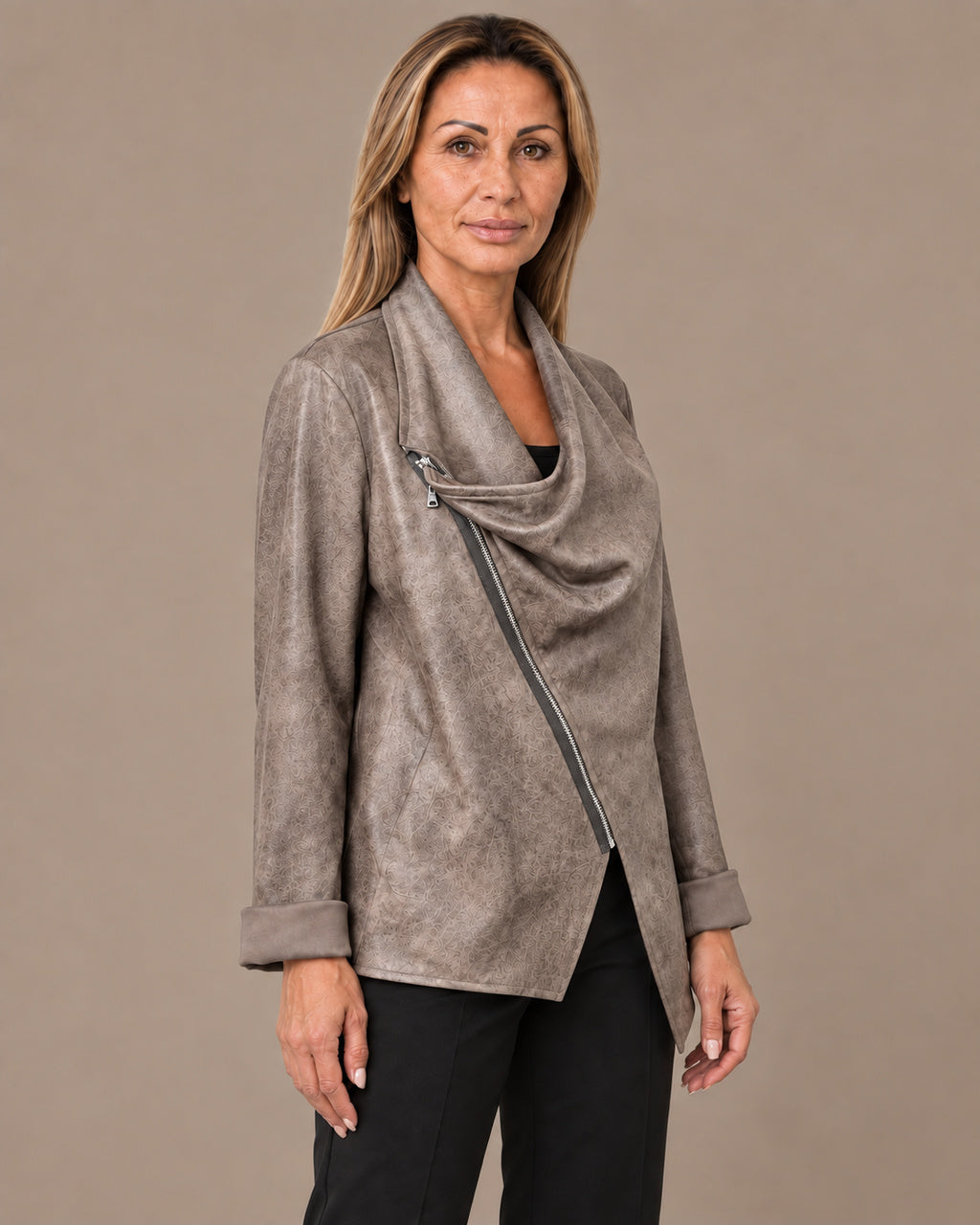 Marseta pronto Abbigliamento Giacca in ecopelle con zip asimmetrica 